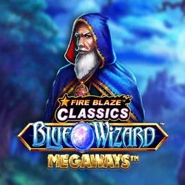 Slots logo of Fire Blaze Blue Wizard Megaways from Rarestone Gaming at Ice Casino